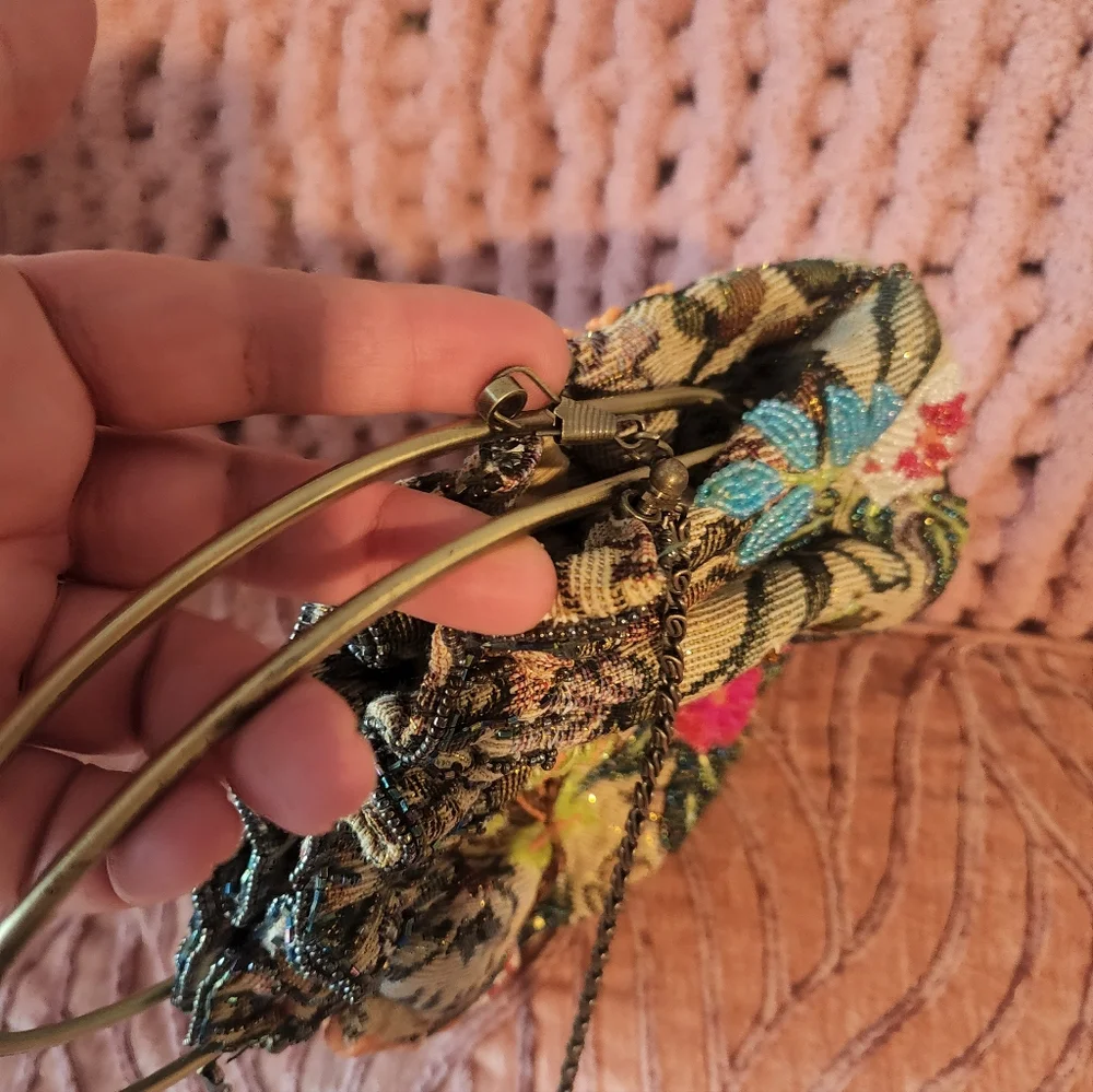 Floral Embroidered Clutch with Gold Accents